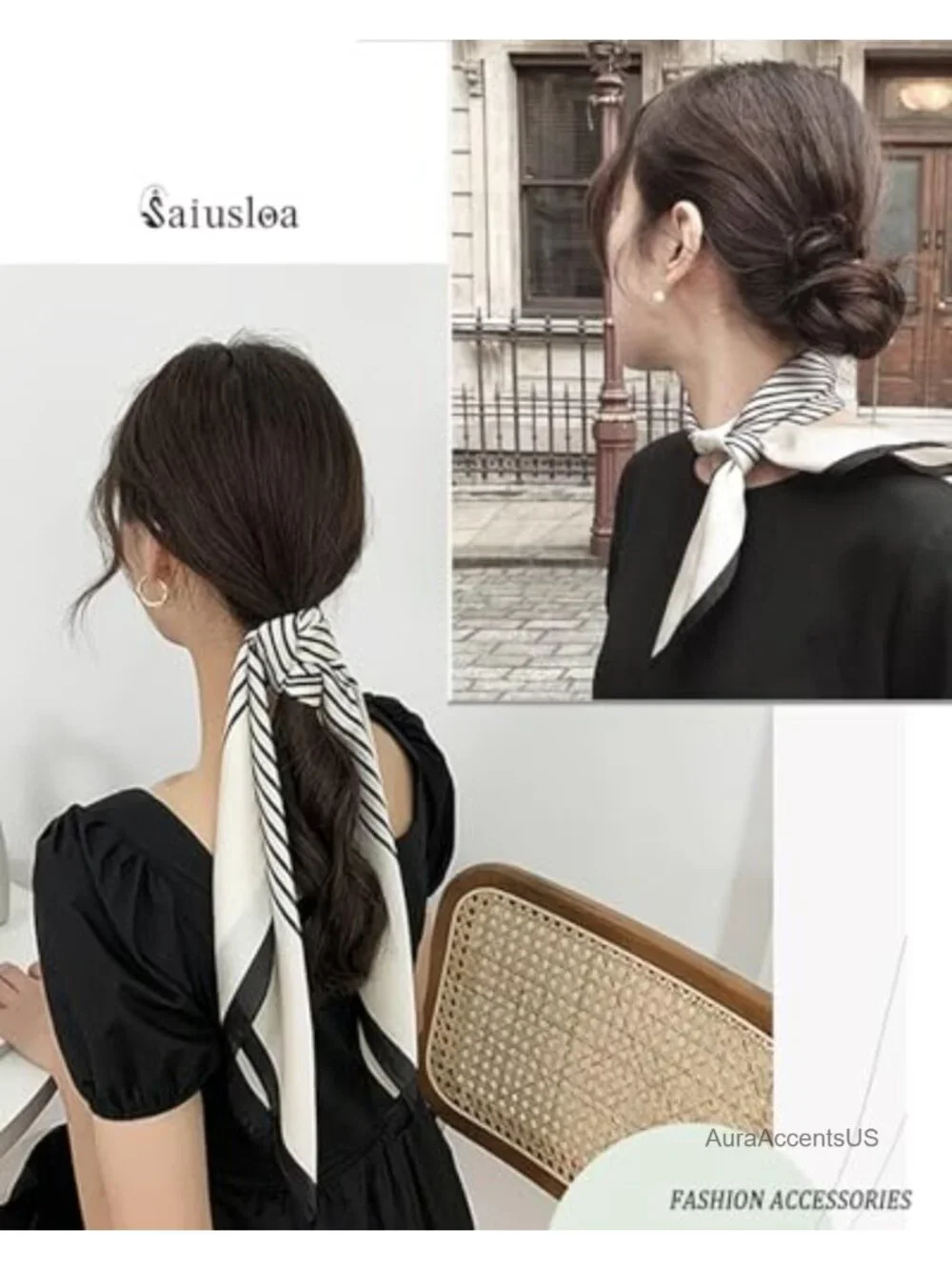 Polyester Satin Square Scarf Fashion Accessory Lightweight Head Scarf Bandana